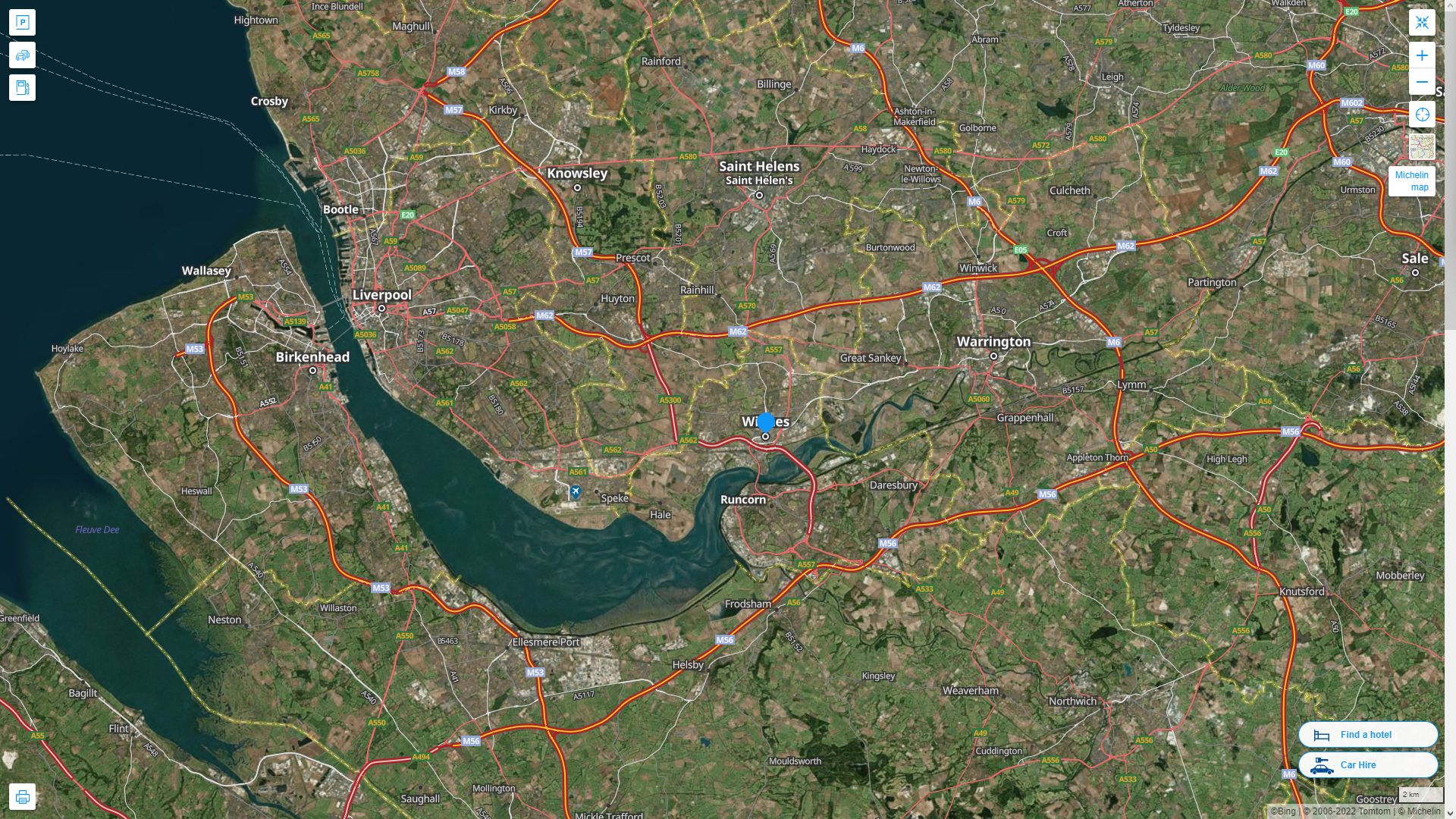 Widnes Highway and Road Map with Satellite View